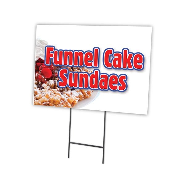 Signmission Funnel Cake Sundae Yard Sign & Stake outdoor plastic coroplast window, C-1216 Funnel Cake Sundae C-1216 Funnel Cake Sundae - main